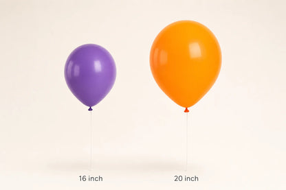 16 inch and 20 inch plain helium balloon size comparison