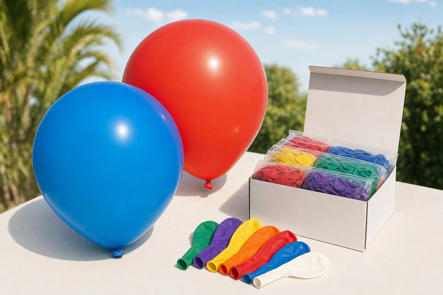 50 count outdoor plain balloon pack with inflated balloons