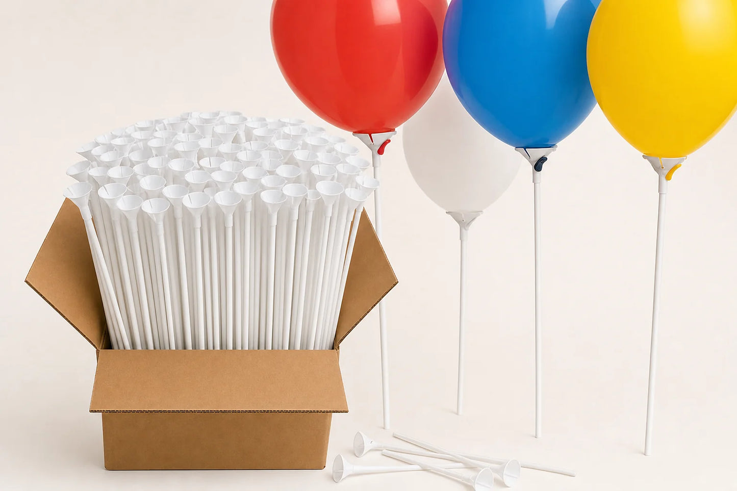 Balloon Sticks & Cups – Pack of 1000 shown in balloon setup use case
