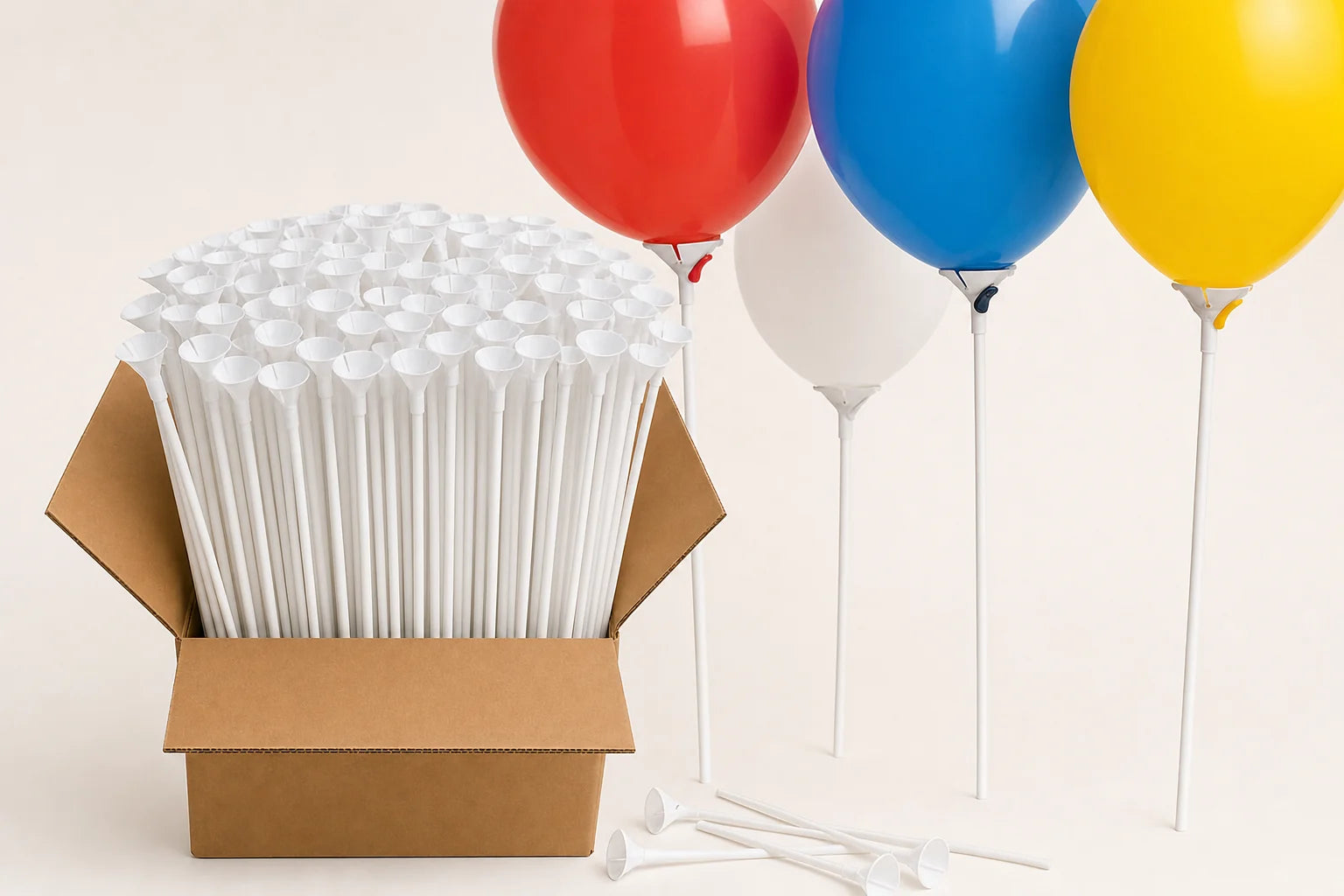 Balloon Sticks & Cups – Pack of 1000 shown in balloon setup use case