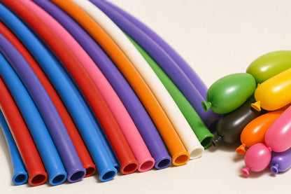 Close detail of 260S twist balloon latex tubes and ends