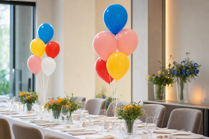 Assorted plain latex balloons used in a polished event setting